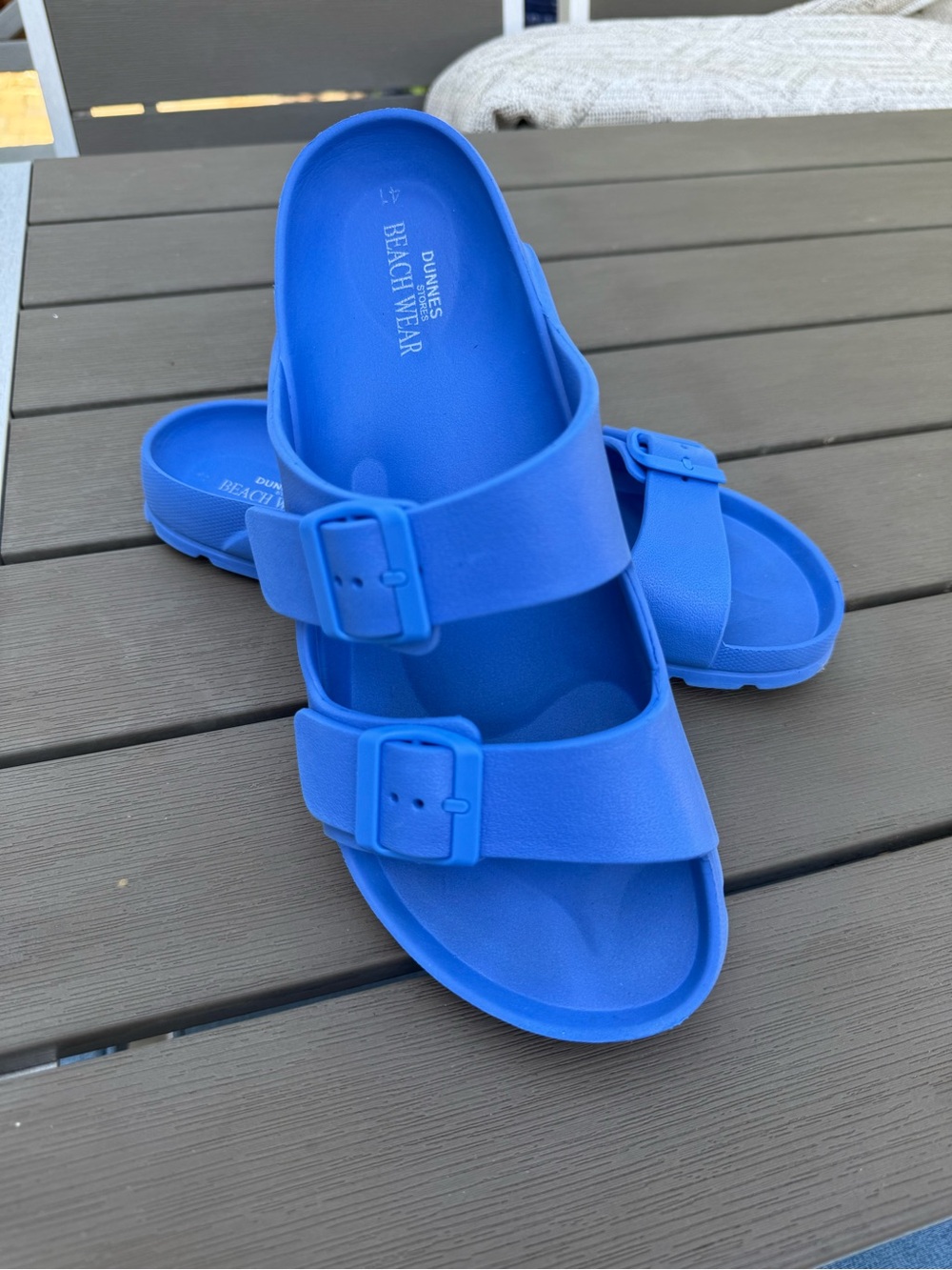 Dunnes Beachwear Women's Blue Dual-Buckle Slide Sandals